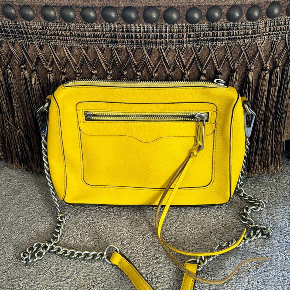 Rebecca Minkoff yellow leather Crossbody with chain